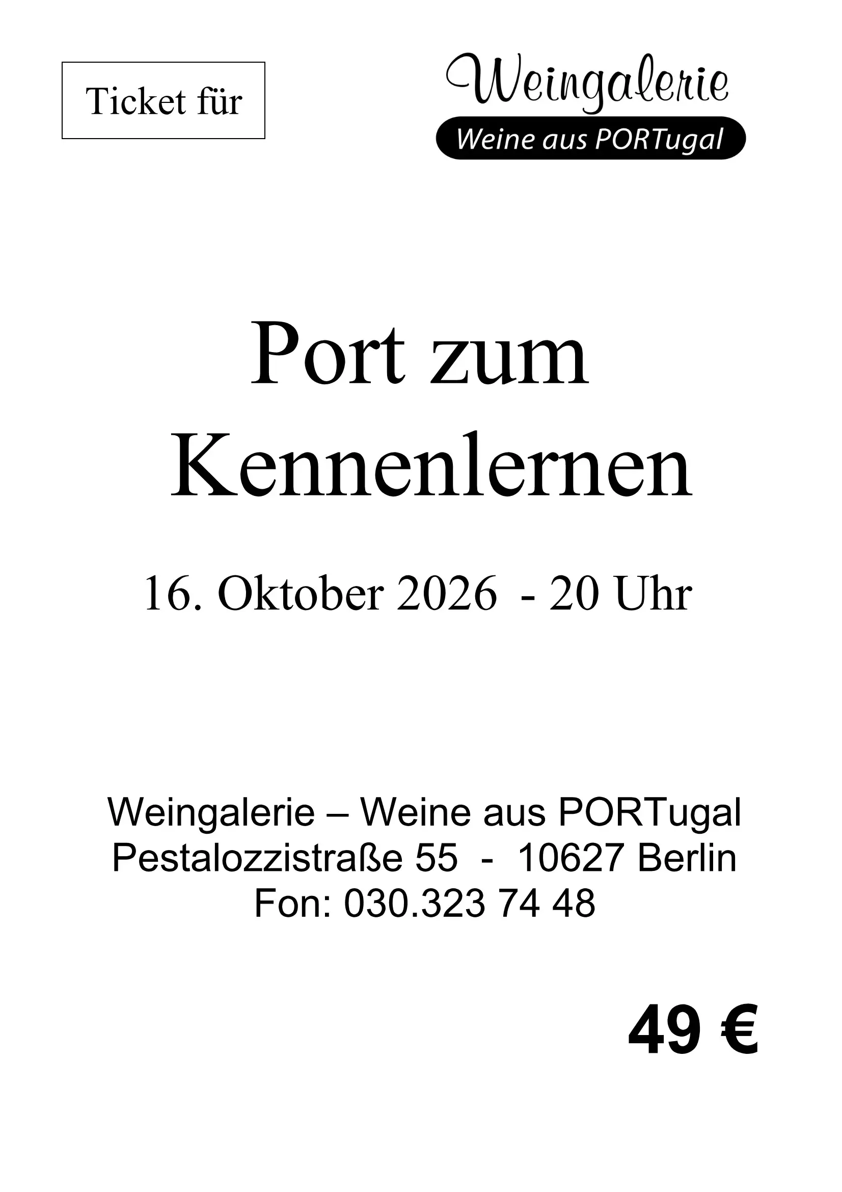 Ticket für "Port zum Kennenlernen" am 16. Oktober 2026