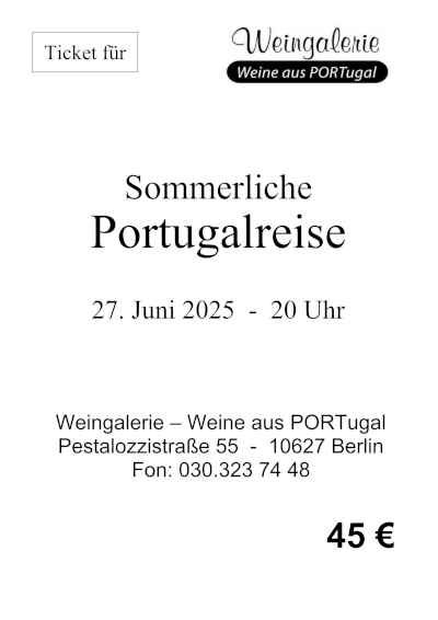 Ticket "Sommerliche Portugalreise" am 27. Juni 2025
