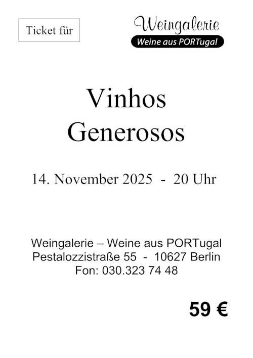 Ticket für "Vinhos Generosos" am 14. November 2025
